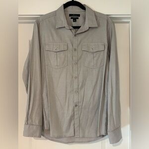 Gray Striped Slim Fit Button Up Men’s Shirt